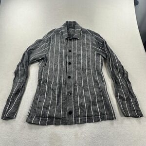 Alex Crane Shirt Mens XS Gray Stripe Kite Linen Chore Coat Button Up Lightweight